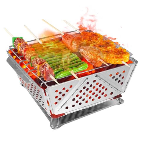 Lixiin Grill Klappgrill Campinggrill, Holzkohlegrill Picknickgrill Grill Portable Campinggrill BBQ Grills für Garten Party Picknick Für 1-2 Personen (23.7 * 20.5 * 11CM) von Lixiin