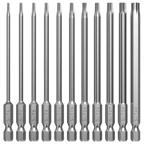 Lixiluxia 11 Stück Torx Bit Set Lang, 100mm Extra Lange Bitsatz, Magnetische Bitset, Bit Satz Langbits, Sechskant Schraubendreher Bit Set, T6 T7 T8 T9 T10 T15 T20 T25 T27 T30 T40,1/4" Sechskantschaft Lixiluxia 11 Stück Torx Bit Set Lang, 100mm Extra Lange Bitsatz, Magnetische Bitset, Bit Satz Langbits, Sechskant Schraubendreher Bit Set, T6 T7 T8 T9 T10 T15 T20 T25 T27 T30 T40,1/4" Sechskantschaft von Lixiluxia