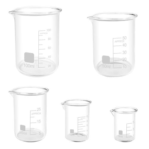 Lixiluxia 5 Stück Messbecher Glas, Becherglas Borosilikatglas, Laborglas Set, Glasmessbecher Klein, Meßbecher 5 Größen 100ml 50ml 25ml 10ml 5ml, für Labore, Klassenzimmer oder den Heimgebrauch Lixiluxia 5 Stück Messbecher Glas, Becherglas Borosilikatglas, Laborglas Set, Glasmessbecher Klein, Meßbecher 5 Größen 100ml 50ml 25ml 10ml 5ml, für Labore, Klassenzimmer oder den Heimgebrauch von Lixiluxia