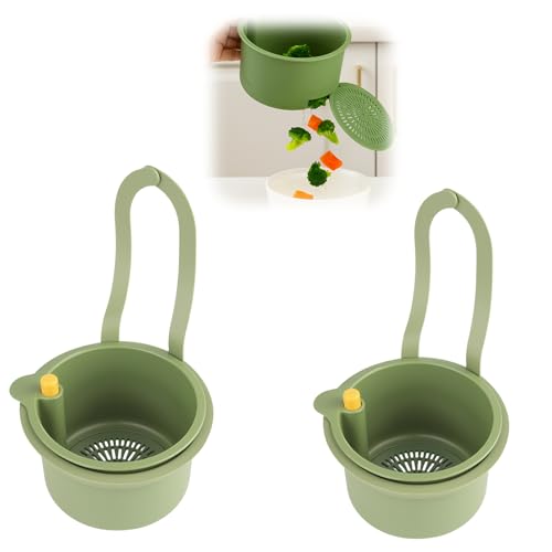 Aufhängung Sieb für Spülbecken - Abnehmbar Sieb Mit Druckknopf, Spüle Abflusssieb Waschbecken Organizer, Abtropfsieb für Küche und Küchenspüle, Verstopfungsschutz Küche, Wasserhahn AufhäNger (2 Stück) von Lixstyea