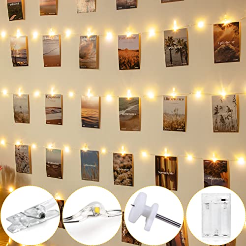 LED Fotoclips Lichterkette für Zimmer Deko, 10M 100LED Lichterkette mit 60 Klammern für Fotos Lichterkette Fotowand Batterie Lichterkette Bilder für Wohnzimmer, Weihnachten, Hochzeiten(Warmweiß) von Liyade