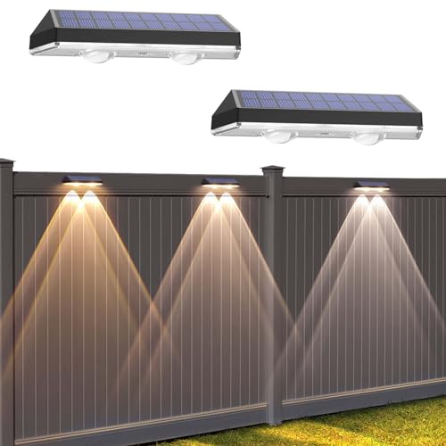 Liyade Solarleuchten für Außen, 2 Stück Solar Wandleuchten Aussen, 3 Modes Solarlampen für Außen Garten，Dekorative Solarlampen für Außen Wand Hinterhof Veranda Deck Patio Zaun Geländer von Liyade