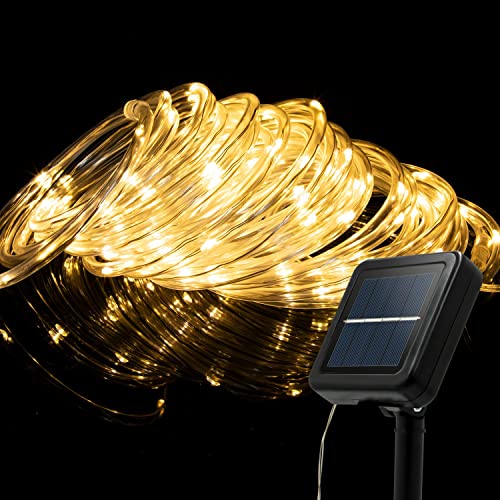 Solar Lichtschlauch Lichterkette,10M 100 LED Wasserdicht Außenlichterkette, LED Lichterketten für Hochzeit,Party und Weihnachten,Weihnachtsbeleuchtung(Warmweiß) von Liyade