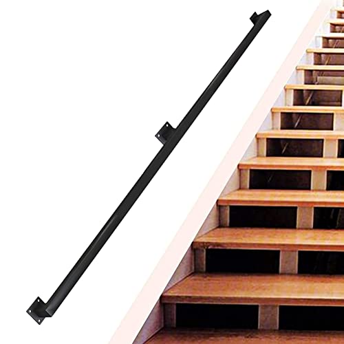 1FT ~ 20FT Handlauf für Treppen, Treppengeländer im Innen- und Außenbereich mit schwarzen Metallschmiedeeisenhalterungen, Sicherheitshandlauf-Wandbalustrade-Fußschienenstütze, Schwarz ( Size : 100cm ) von Liyadolaam