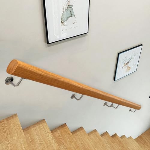 Handlauf für Treppen im Innen- und Außenbereich – 1 m/1,5 m/2 m/3 m/3,6 m, Holztreppen-Geländerschienen-Set, Wandhalterung aus Edelstahl, Treppengeländer, Sicherheitshandläufe ( Size : 90cm ) von Liyadolaam