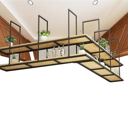 Liyadolaam Decken-Lagerregal, Robustes Weinregal, schwebendes Pflanzgefäßregal aus Holz, Pflanzenständer mit hängendem Metall-Eisenrahmen, schwebende Küchenregale für Töpfe und Pfannen(130x30x80cm) Liyadolaam Decken-Lagerregal, Robustes Weinregal, schwebendes Pflanzgefäßregal aus Holz, Pflanzenständer mit hängendem Metall-Eisenrahmen, schwebende Küchenregale für Töpfe und Pfannen(130x30x80cm) von Liyadolaam