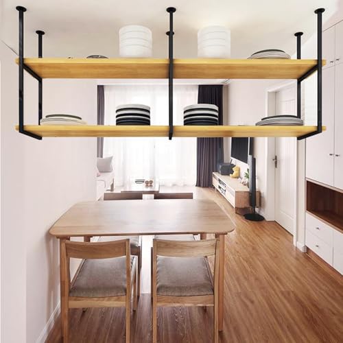 Liyadolaam Deckenregal – Hochleistungs-Topf- und Pfannenregal mit Stahlrahmen, Küchendekoration, Lagerregal, Deckenhängeregal, Bar-Weinhalter(100x30x80cm) von Liyadolaam