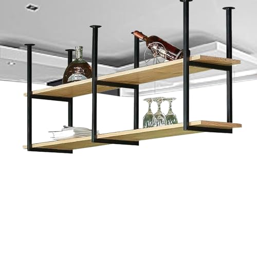 Liyadolaam Deckenregal für Lagerregale aus Massivholz, Halterungen aus Schmiedeeisen, hängendes Weinregal, schwebende Regale, Ausstellungsregale für das Wohnzimmer, 60/80/100/120/150 cm(140x30x80cm) Liyadolaam Deckenregal für Lagerregale aus Massivholz, Halterungen aus Schmiedeeisen, hängendes Weinregal, schwebende Regale, Ausstellungsregale für das Wohnzimmer, 60/80/100/120/150 cm(140x30x80cm) von Liyadolaam