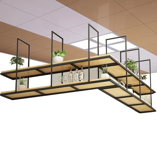 Liyadolaam Garagen-Deckenregal, robuste Überkopfregale, Küchenregal für Töpfe und Pfannen, hängender Blumenständer, Pflanzendekor-Regal, Ausstellungsregale – Holz und Metall(100x30x80cm) von Liyadolaam