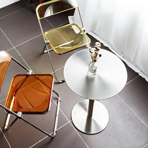 Liyadolaam Moderner runder Bartisch aus Edelstahl, hoher Kneipentisch, Cocktail-Thekentisch für Enge Räume, Bartisch in Barhöhe für die Küche, einfach zu montieren(50x50x105cm) von Liyadolaam