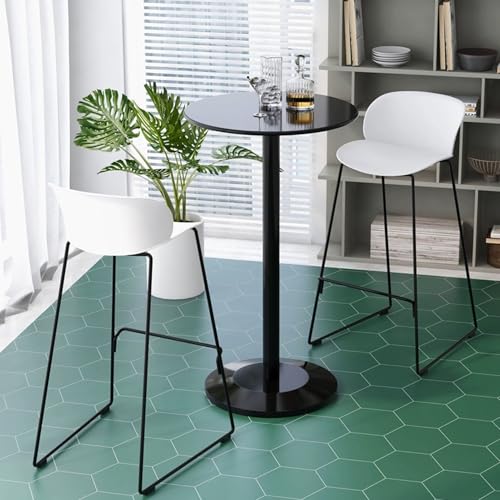 Runder Stehtisch, Theken-Bistro-Kneipentische, hoher Kneipentisch aus schwarzem Metall, Frühstücks-Esstisch, hoher Kaffee-Beistelltisch für Wohnzimmer, Kücheninsel, Außenbereich(40x40x62cm) von Liyadolaam