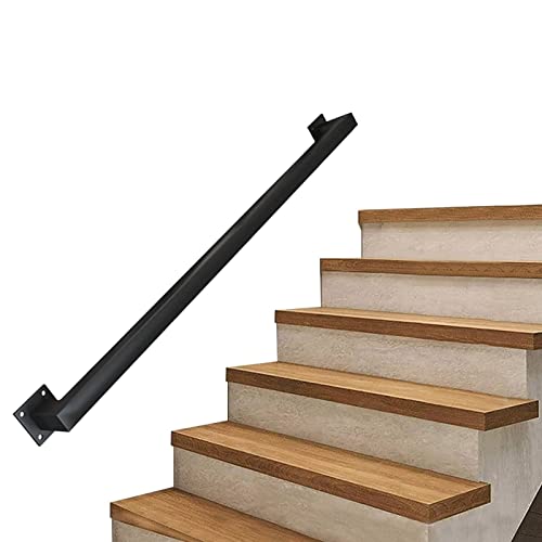 Treppengeländer-Handläufe für Treppen im Innen- und Außenbereich, Treppengeländerhalterungen aus schwarzem Metall, schmiedeeiserne Wandhalterung, Sicherheitshandlauf, Vierkantrohr-Design ( Size : 180c von Liyadolaam