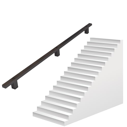 Treppenhandlauf für Treppen im Innen- und Außenbereich, schwarzer quadratischer Treppenhandlauf 150 cm, 180 cm, 2 m, 300 cm, 4 m, 6 m, Treppengeländer, Geländer, unterstützende Stützstange(200cm) Treppenhandlauf für Treppen im Innen- und Außenbereich, schwarzer quadratischer Treppenhandlauf 150 cm, 180 cm, 2 m, 300 cm, 4 m, 6 m, Treppengeländer, Geländer, unterstützende Stützstange(200cm) von Liyadolaam
