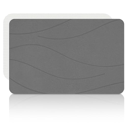 Liyarya Stein-Badematte, Stein-Badematten für Badezimmer, saugfähige rutschfeste Badematten, Kieselgur Badematte, schnell trocknend, 23,6 x 15,4 cm von Liyarya