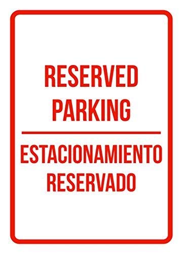 Liz66Ward Schild mit Aufschrift "Reserved Parking Estacionamiento Reservado", Aluminium-Metallschild, Vintage-Stil, für den Außenbereich, Warnung, Sicherheit, Hof, Blechschild, 20,3 x 30,5 cm Liz66Ward Schild mit Aufschrift "Reserved Parking Estacionamiento Reservado", Aluminium-Metallschild, Vintage-Stil, für den Außenbereich, Warnung, Sicherheit, Hof, Blechschild, 20,3 x 30,5 cm von Liz66Ward