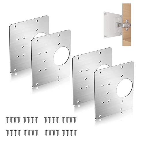 4 Plaques de Réparation de Charnière Armoire, Plaques de Réparation de Porte Armoire de Cuisine avec Trous, Plaques Plates Dissimulées en Acier Inoxydable avec Vis pour Porte, Tiroir, Fenêtre von Lizaty