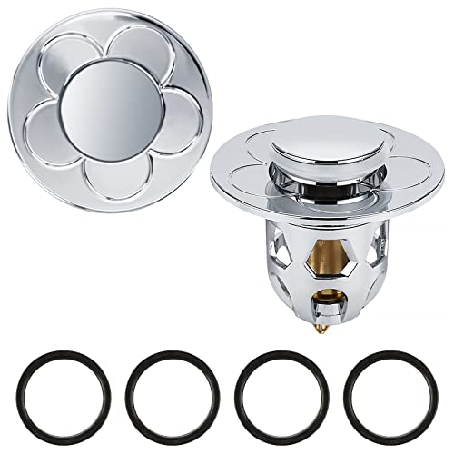 Lizaty Sink Drain Plug Pack of 2 Sink Plug Pop Up Universal Drain Strainer with Anti-Clogging Strainer for Sinks Bathtub Kitchen Diameter 34-40 mm, Silver von Lizaty