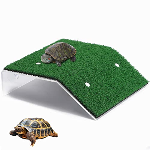 Simulation Rasen Plattform, Turtle Kletterleiter Reptil Schildkröte Simulierte Rasen Landschaftsbau, für Schildkröten Frösche Molche Salamander (20 x 10 x 12 x 5.2 cm) von Lizaty