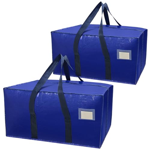 Lizbin Umzugstaschen, Umzugstaschen Heavy Duty Extra große Umzugstaschen mit Reißverschlüssen und bequemen Griffen, Packtaschen zum Umziehen, blaue Umzugstaschen, Kleideraufbewahrungsbeutel (2er Pack) von Lizbin
