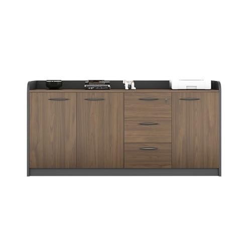 Lizhuzhuzs28 Büroschrank DREI Türen DREI Schubladen Büro Lagerung Niedrigen Schrank Datei Holz mit Griff Lagerung Daten Zwei Farben Verfügbar Dokumentenschrank(Bruin) von Lizhuzhuzs28