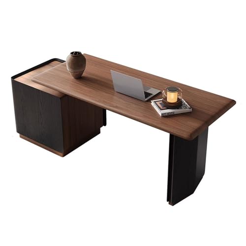 Lizhuzhuzs28 Laptop-Tisch Moderner Home-Office-Schreibtisch mit Aktenschrank, Schwarznuss-Finish, ausziehbarer PC-Tisch, Schreibtisch-Arbeitsplatz Arbeitstisch für das Heimbüro(M) von Lizhuzhuzs28