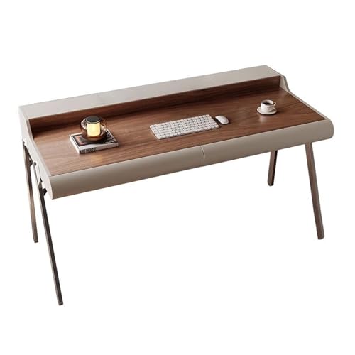 Lizhuzhuzs28 Laptop-Tisch Moderner Home-Office-Schreibtisch mit Stauraum, Stabiler Metallrahmen, PC-Tisch-Arbeitsplatz in Walnuss-Finish integrierten Ladesteckdosen Arbeitstisch für das Heimbüro(M) von Lizhuzhuzs28