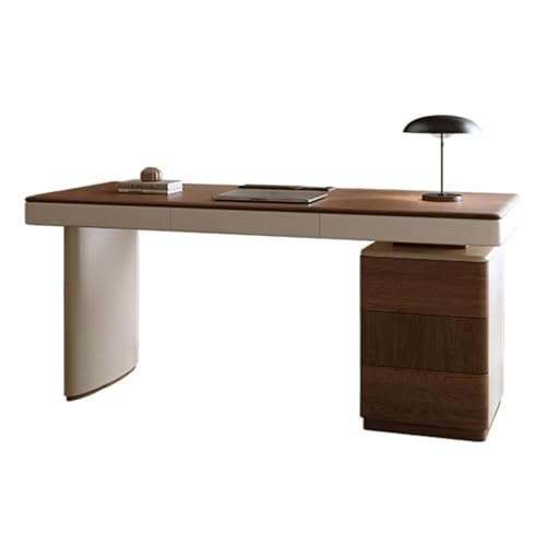 Lizhuzhuzs28 Laptop-Tisch PC-Tisch-Schreibtisch mit Ladebuchsen, moderner Home-Office-Schreibtisch in Walnuss-Optik Schublade und Aktenschrank Arbeitstisch für das Heimbüro(L) von Lizhuzhuzs28