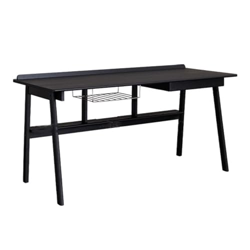 Lizhuzhuzs28 Laptop-Tisch Schreibtisch aus Massivholz, modern, schwarz, for Laptop und PC, Eschenholz, mit Schublade offenen Regalen Arbeitstisch für das Heimbüro(S) von Lizhuzhuzs28