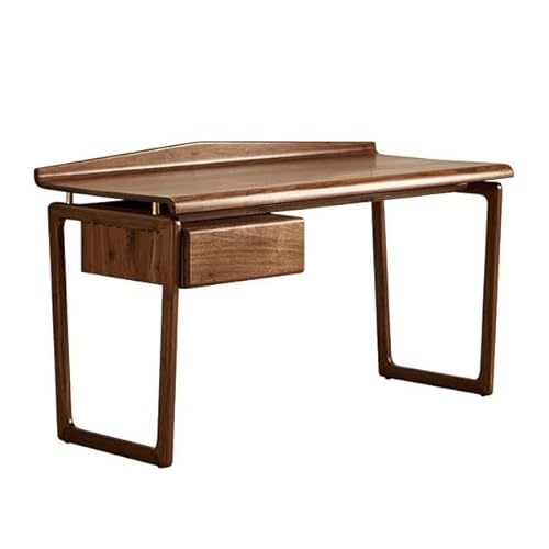 Lizhuzhuzs28 Laptop-Tisch Schreibtisch aus massivem Holz mit Schublade, Vintage-Schreibtisch schwarzem Walnussholz for das Home Office stabilem Rahmen Arbeitstisch für das Heimbüro(S) von Lizhuzhuzs28