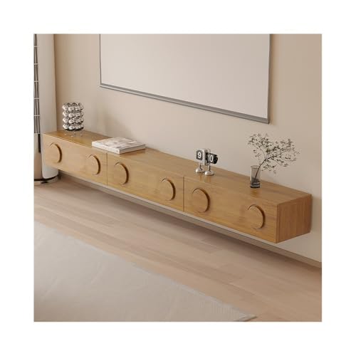 Lizhuzhuzs28 Modern Minimalistischer schwebender TV-Ständer, wandmontiertes Entertainment-Center mit 2 Schubladen, Medienkonsole Konsole(Natural,200x24x20cm) von Lizhuzhuzs28