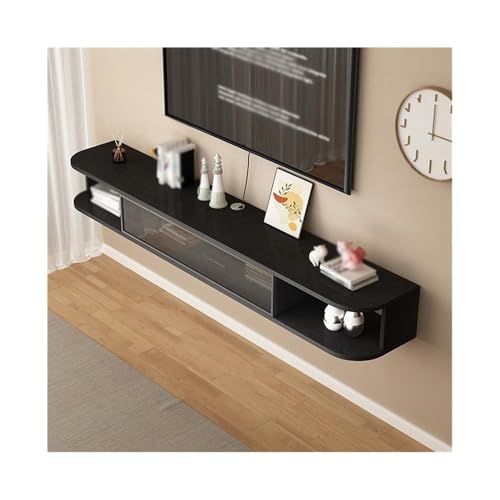 Lizhuzhuzs28 Modern Schwebendes TV-Gerät, an der Wand montierter TV-Schrank, Unterhaltungsregal mit Glastüren for Wohnzimmer und Schlafzimmer Konsole(Schwarz) von Lizhuzhuzs28