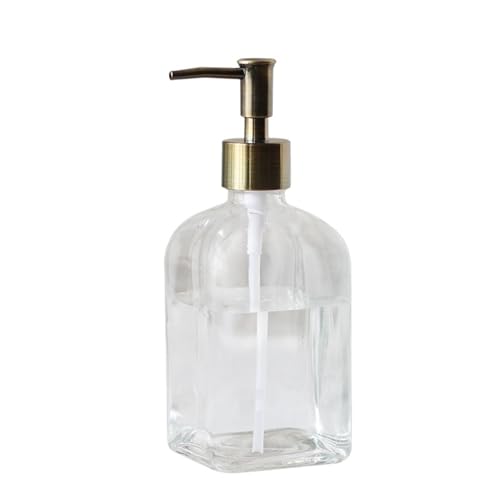 Seifenspender Retro-Seifenspender aus Glas mit Pumpe, leichte Luxus-Hotel-Lotion-Pressflasche, 450 ml Flüssigseifen-Spender(Transparent) von Lizhuzhuzs28