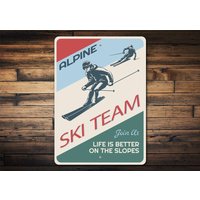 Alpines Ski Team Schild, Dekor Zum Skifahren, Skihütte Geschenk Für Skifahrer, Bergski Geschenk von LiztonSignShop