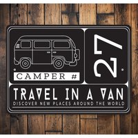 Camping Van Nummer Schild, Camper Nummer, Reise in Einem Van, Geschenk, Reisende Schild Für Camper, Geschenk von LiztonSignShop