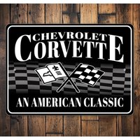 Chevrolet Corvette Schild, American Classic Corvette, Classics, Schild Für Vintage Geschenk Deko von LiztonSignShop