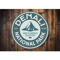 Denali Nationalpark, Park, Nationalpark Schild, Reisen Guru, Erkundungsschild, Entdecker Deko, Park Liebhaber, Metallschild von LiztonSignShop