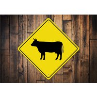 Kuh Kreuz Schild, Crossing Diamant Bauernhof, Schild Für Kühe, Scheunen Straßenschild, Liebhaber - Qualitäts Metall von LiztonSignShop