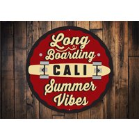 Longboarding Sommer Schild, Deko, Cali Longboarding, Kalifornien Longboard Geschenk, Skater Deko von LiztonSignShop