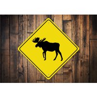 Moose Crossing Sign, Elch Crossing, Funny Logo, Road - Quality Metal Sign von LiztonSignShop