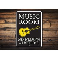 Musikzimmer Offenes Schild, Geschenk, Gitarre Musikunterricht Hier, Geschenk Für Musikliebhaber, Musiklehrer von LiztonSignShop