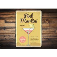 Pink Martini Signatur Trinkschild, Personalisiertes Getränkegeschenk, Bargetränk Geschenk, Bar Drink, Dekor Für von LiztonSignShop