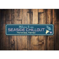 Sea Side Chillout Schild, Ocean Hangout, Coastal Chilling, Beach Relaxing Decor Wanddekoration Geschenk, Soul Strandgeschenke, Küste von LiztonSignShop