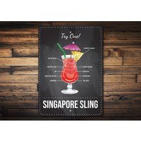 Singapore Sling Sign, Drink, Trink Bar Geschenk, Bar Drink Schild Für Bars, Geschenk Mütter, Singapur Getränk, Menü von LiztonSignShop