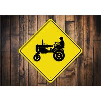 Traktor Kreuz Schild, Farmer Crossing, Bauer Bauernhof Land Dekor, Straßenschild, Road Sign, Crossing Farms - Qualitäts Metallschild von LiztonSignShop