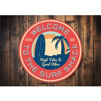Welcome To The Surf Shack Schild, Vintage Geschenk, Shack, Surfer, Surfer Deko, Surf, Geschenk Für Mädchen Hütte von LiztonSignShop