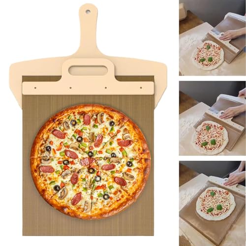 Pizzaschieber, 58x30cm Sliding Pizza Peel mit Griff und Backtuch, Antihaftbeschichteter Pizzaslider für Einfache Übertragung von Pizza, Kuchen, Brot, Pizza Zubehör von Lizzbeoal