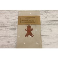 Weihnachten Servietten - Festlich Tisch- Lebkuchenmann -Handgefertigte Festliche Taupe Servietten von LizzieDixonDesigns