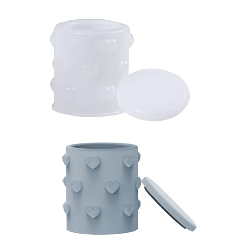 Ljmyy 1 Set aus geprägten Formen aus Kunstharz und Silikon, Herzform, für Bastelarbeiten, Aufbewahrungsbox und Kerzenhalter mit Deckel für kreatives Basteln, Aufbewahrungsbox von Ljmyy