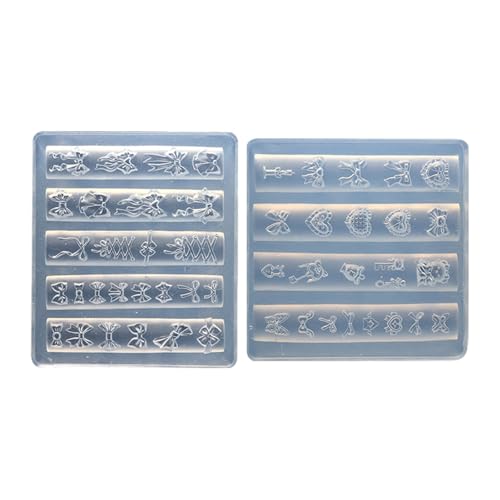 Ljmyy 2 Stück Nägel Kunst Form Zubehör Formen Bowknot Thema Nägel Dekorative Form Silikon Textur für verschiedene Nageltypen 3D-Schnitzform von Ljmyy