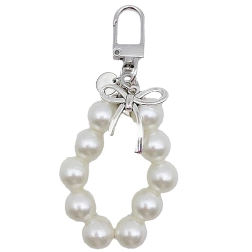 Ljmyy Bowknot Shaped Keychain Pendant Pearls Beaded Butterfly Knot Chain Fashionable Bow Ornament for Phones and Bag keychain von Ljmyy